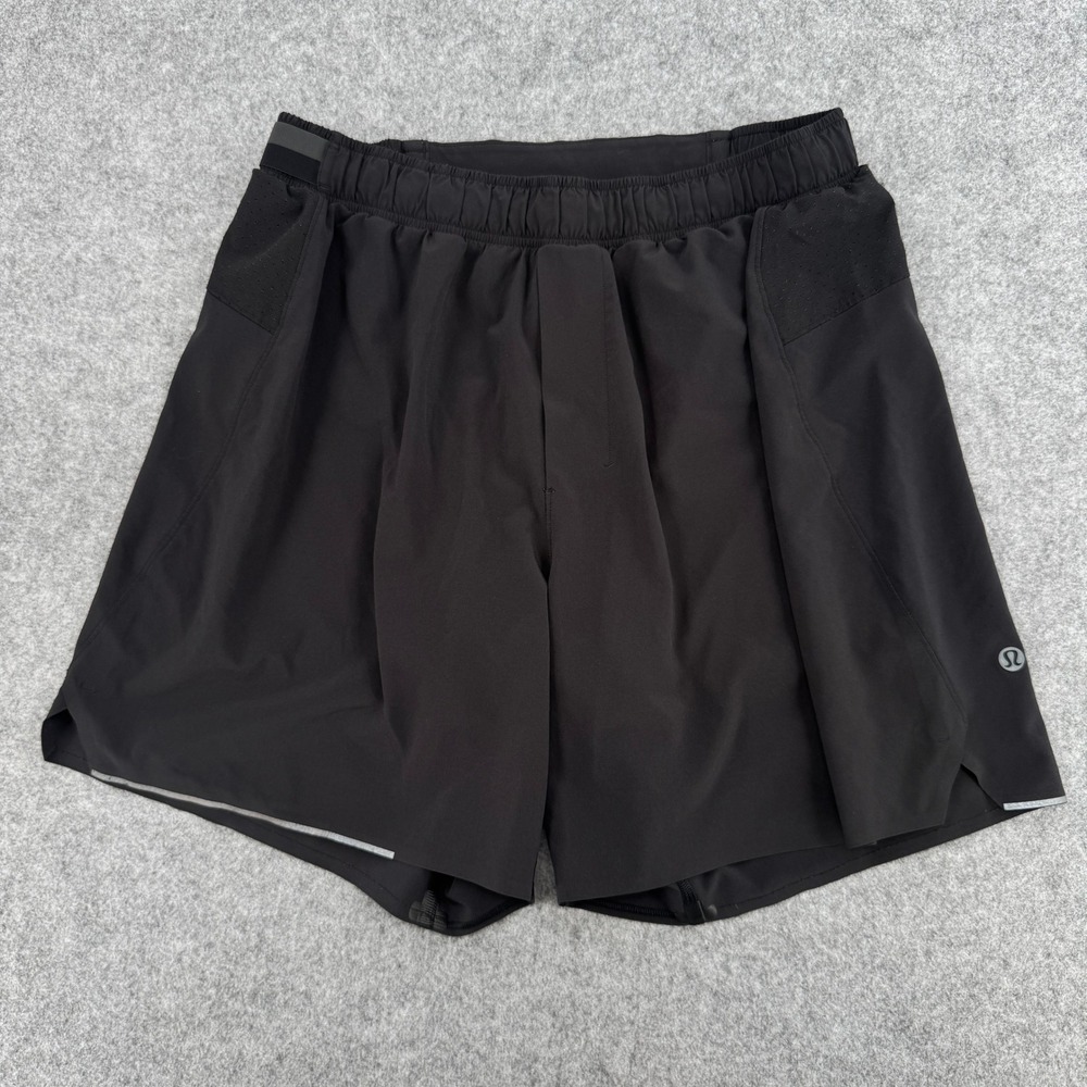 Lululemon Shorts Womens 6 Surge Black Perforated Reflective Running EUC
